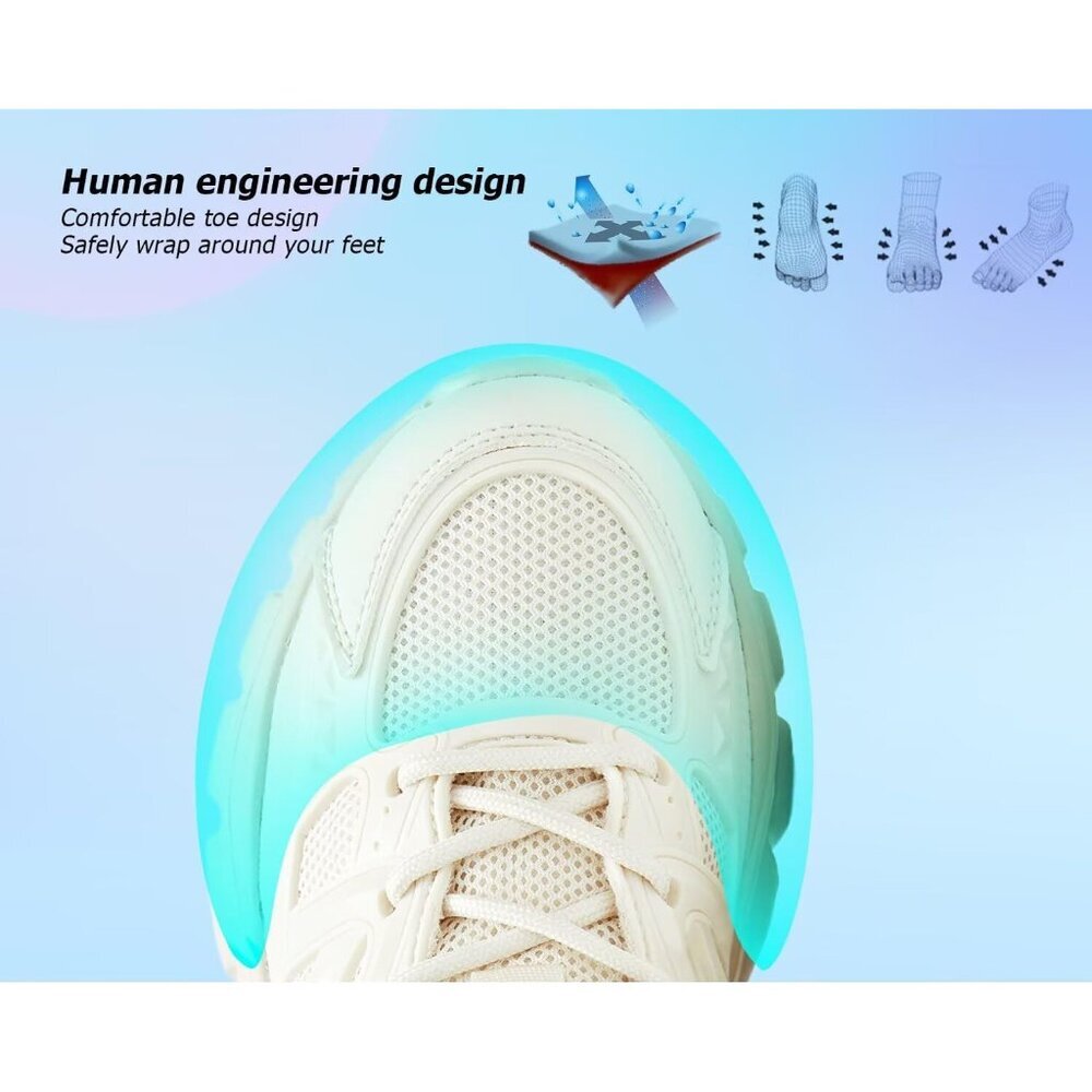 Women's Beige Slip-On Running Shoes Lightweight Mesh Walking Sneakers for Gym - Picture 5 of 7